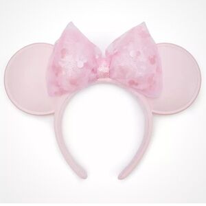 Disney Parks Pink Faux Leather Minnie Bow Ear Headband NWT 2025